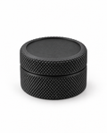 Black 3D-printed small-parts container, closed